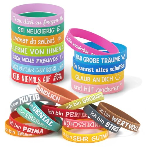 24 Motivationsarmbänder für Kinder mit deutschen Sprüchen,abschiedsgeschenk