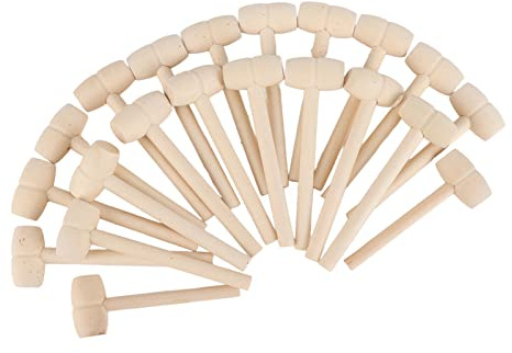 Hiraith 100 Pcs Mini Wooden Hammers Small Wooden Mallet Chocolate Hammer Birch Wood Glossy Surface Lightweight Portable for Chocolate Breakable Gifts Party Games Crafts