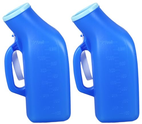 Orinatoio per uomo |.Orinatoio portatile in plastica spessa blu da 2 pezzi 1200ML per uomo Bottiglie di pipì a prova di fuoriuscite con coperchio e maniglia per l'ospedale da viaggio