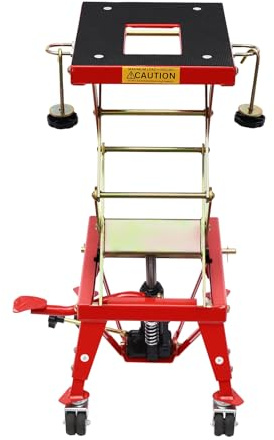 RUETERY Motorcykellyftplattform hydraulisk upp till 160 kg, motorcykellyftare 30,5–80 cm, lyftstång med 4 hjul, 2 bromsar, gummidyna, J-krokar, plattform för verkstadshantering