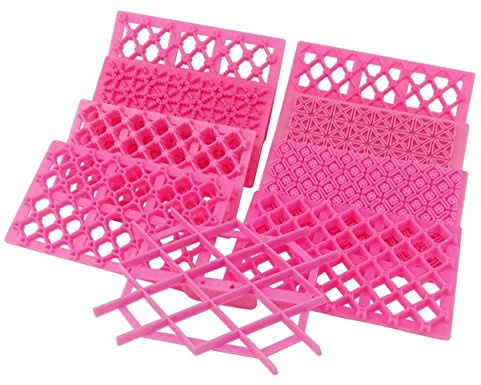 Cake Fondant Embossing Mould,9 Pack Different Patterns Fondant Embosser,Lace Flower Cookie Cutter Set,Diamond Shaped Biscuit Molds,Cake Fondant CupCake Decorating