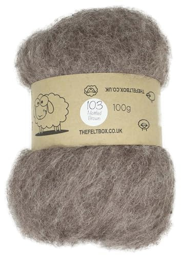 Brown Carded Wool for Needle Felting 100g – Mottled Brown – Felt Box #103