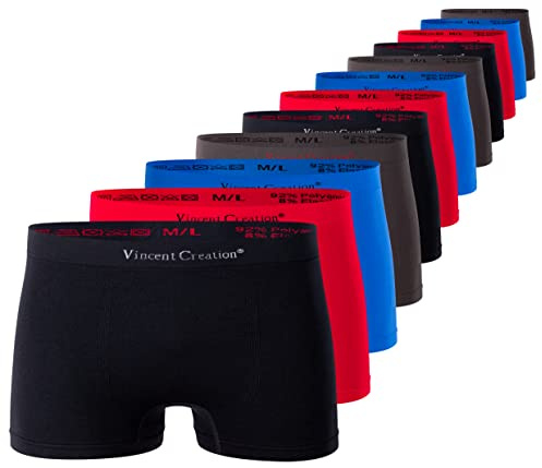 Vincent Creation Boxershorts för män, 12-pack, sömlösa retroshorts, smidig mjuk mikrofiber, L-XL
