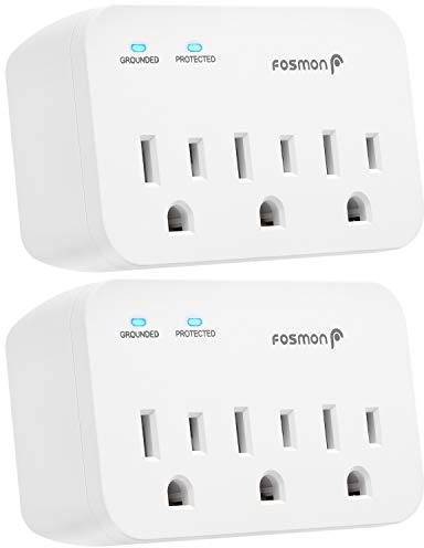 Fosmon Refrigerator Surge Protector, 3 Outlet Heavy Duty Appliance Surge Protector with High Joules for Fridge, Microwave, Washing Machine, Garage Door, 1200J, 1875 Watts, 3 Prong, ETL Listed- 2 Pack