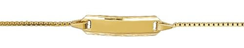 JC Schmuck 585 Gold Baby ID-Armband Kinder Goldarmband 14 cm I Armband mit Gravur Panzerflach Taufarmband Gold Namensarmband I Babyarmband mit Namen I Kinderschmuck made in Germany I 5.54508