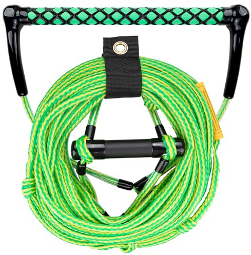 Obcursco Wakeboard Rope,70FT Water Ski Ropes with EVA Handle. Ideal for Water Skiing, Wakeboard, Kneeboard (70FT, Green & Yellow)