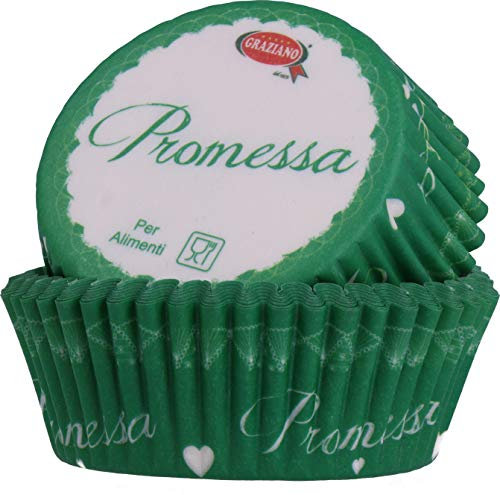 Graziano, Pirottini per Dolci in Carta da Forno, Decorati con Delicati Motivi e con Scritta Promessa, Ideali per Creare Dolcetti in Occasione di Feste, 40 Pezzi