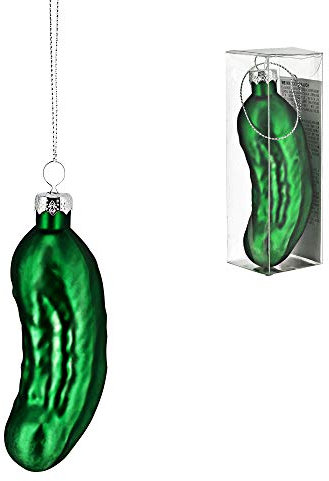 Cepewa Christbaumschmuck Figuren Anhänger Weihnachstbaumschmuck Gurke aus Glas (1 x Christbaumschmuck Gurke)