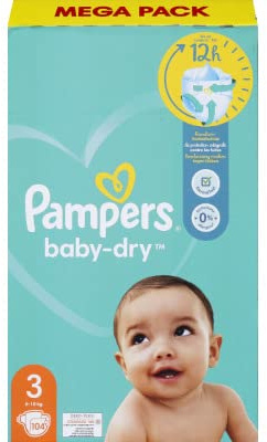 Pampers Baby Dry Windeln Größe 3-104, 88 Stück