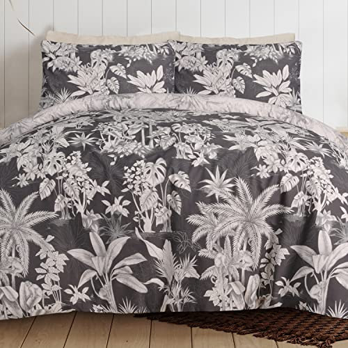 Sleepdown Tropical Monkey Black Natural Reversible Duvet Cover Quilt Bedding Set with Pillowcases Soft Easy Care Bed Linen - Double (200cm x 200cm) (5056557511860)