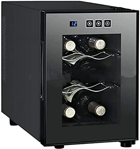 Cave À Vin 6 Bouteilles À Température Constante Avec Porte En Verre Trempé Réfrigérateur À Économie D'énergie Refroidissement Rapide Panneau De Commande À Bouton-poussoir Lumière Froide LED Haute