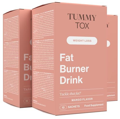 F-Burner Drink - L Carnitin, Guarana, Mate Tee und Niacin - Getränk mit Mango-Geschmack - 30 Beutel für 30 Tage - TummyTox