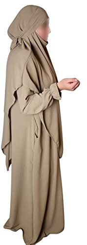 Yaqeen Abaya + Khimar Diamant-Dreieckschliff-Set, langer Hijab Muslimah Schal, Jilbab muslimisches Maxikleid, Gebetskleid