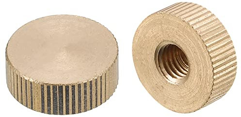 QUARKZMAN Zigrinato Pollice Dadi, 2pz M8 x D20mm x H7mm Ottone Zigrinato Dado Piatto Testa Ceco Foro Blocco Regolazione Dadi per 3D Stampante Parti