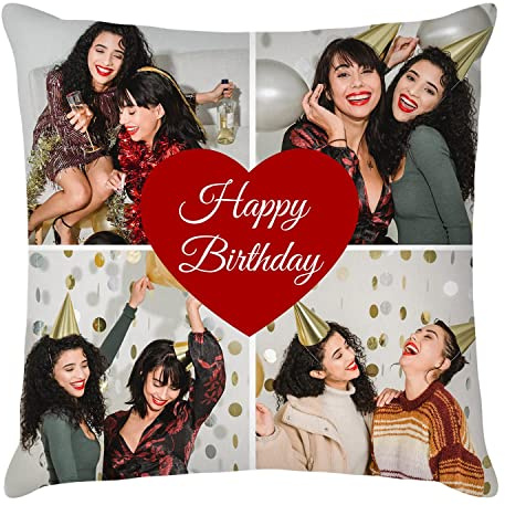 Easycosy personalisierte Fotokissen Bezug selbst gestalten, Doppelseitiger FotoKissen-Bezug mit Fotos & Text selbst gestalten -Muttertagsgeschenke für Mama Oma Geschenke zu Muttertag (45 * 45cm)