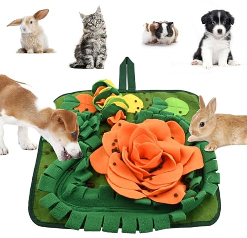 Snuffle Mat for Dogs,Snuffle Mat for Puppies,Dog Snuffle Mat,Interactive Feeding Game for Boredom and Mental Stimulation,Rabbit Food Mat,Pet Foraging Mat for Large,Medium Small Dogs (Orange)