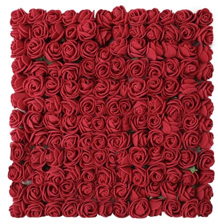 MWOOT 144 Pezzi Fiori Artificiali Rosso Scuro, Mini Rose Finte, Rose in Schiuma Piccoli per San Valentino Matrimonio Festa Halloween Festival Decorazione, 2.5CM Teste di Rose Finti Fai Da Te