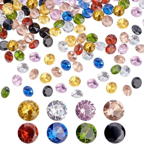 PH PandaHall 400 Stück 5mm Zirkonia Steine Rund Facettiert 8 Farben | Strass Diamantsteine Edelsteine Lose CZ Steine Für Ring Ohrringe Armbänder Schmuck Basteln