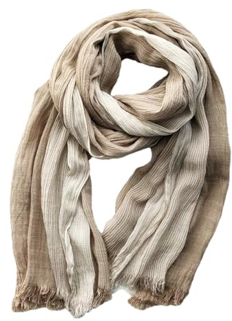 REHJJDFD - Écharpes rayées pour hommes - Écharpes en lin de coton pour hommes - Écharpe chaude décontractée avec glands, beige, taille unique