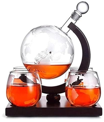 Einzigartig Wein-Dekanter-Set, 5-teilig, Globus-Dekanter mit 4 Globus-Glasbechern, Dekanter-Set mit Sockel, personalisierte Dekanter-Sets