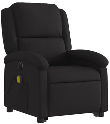 vidaXL Massagesessel, Elektrisch Verstellbar Sessel mit Aufstehhilfe, Fernsehsessel Relaxsessel mit Liegefunktion, Liegesessel Aufstehsessel Polstersessel, Schwarz Stoff