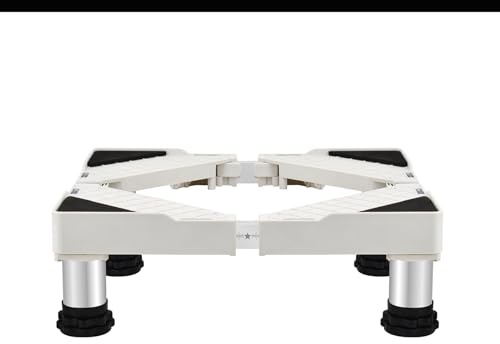 Waschmaschine Sockel, Verstellbare Waschmaschinen Untergestell Länge 50-75cm Breite 42-65cm Höhe 29-32cm Sockel Bärenlast 200kg, Waschmaschine Sockel 4 Fuß für Trockner Waschmaschine Kühlschrank WeiB