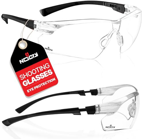 NoCry Klare Schießbrille für Herren mit Anti-Beschlag- und kratzfesten umlaufenden Gläsern – ANSI Z87 Schutzbrille für Herren mit verstellbaren Bügeln und Nasenpolster – 100% UV-Augenschutz für
