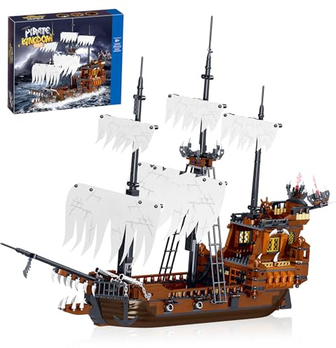 Hallisun Spielzeug Baustein Set, Piratenschiff „Ranger“ in normaler Größe, Baustein Modellbausatz in normaler Größe, kreativer Schiffsbau, für Erwachsene Teenager Kinder 8+, 1182 Teile