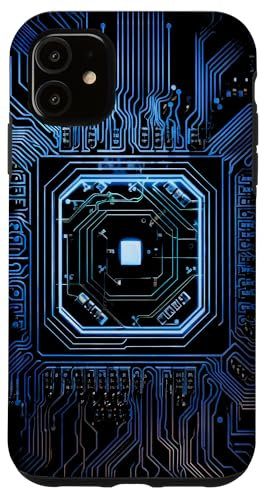 Carte mère Circuit Microchip Fond Noir Informatique Coque pour iPhone 11