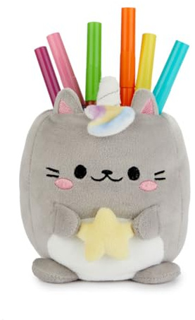 balvi Stiftehalter Fluffy Kawaii Starry Farbe Grau Flauschig weiche Einhorn-Katze Kunststoff/Polyeste
