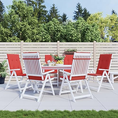 Homgoday Gartenstuhlauflagen Hochlehner 6 STK. Stuhlauflagen Hochlehner Sitzauflagen Sitzkissen Polsterauflagen Stuhlkissen Auflagen für Hochlehner Gartenstuhl Rot 120x50x3 cm Stoff