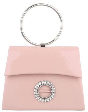 Ital Design SEHR KLEINE DAMEN ABENDTASCHE KUNSTLEDER HANDTASCHE SCHULTERTASCHE MIT STRASS ALTROSA