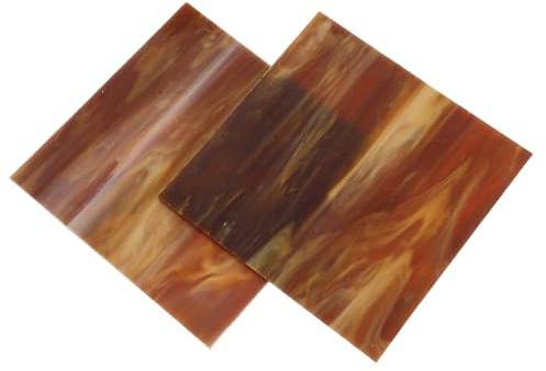 HOMSFOU Carreaux de Verre Colorés Marron 2 Pièces Légers Finition Polie pour Mosaïque Artisanale Décoration DIY 10X10 CM