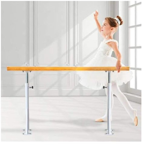 DSeenLeap Ballettstange, höhenverstellbar 80–115 cm, Doppel-Tanzstange, bodenstehende Stretching-Tanzstange, Trainingsgerät, Fitness-Ballettstange (weiß 150 cm: 10)
