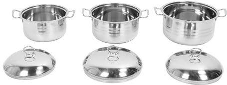 Sauca Kuuleyn, juego de olla de acero inoxidable de 3 piezas, incluso sopa anti -palo de distribución de calor con tapa para el restaurante de cocina en casa