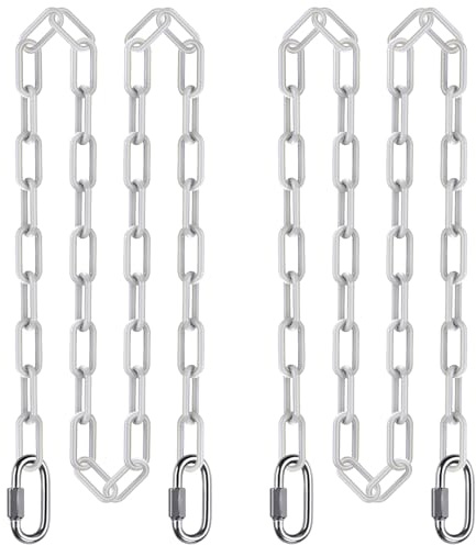 SELEWARE 2 Pack Hanging Swing Chains Kit, 100 Inch Plastic Coated Hanging Chains with 4 Carabiners, 1000LB Capacity Hanging Kits for Hammock, Swing Chair, Punching Bags, Indoor/Outdoor Use (White)