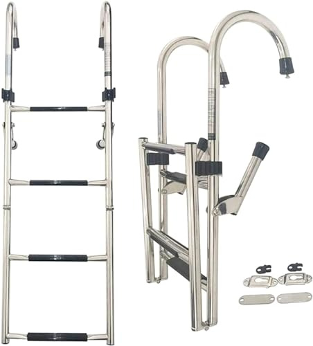 XAXIAOZ Boat Ladder Pontoon Boat Ladder Folding Boat Ladder 4/5/6 Steps Stainless Steel Marine Ladders Folding Dock Ladder Boarding Ship Deck Stern Side Ladder