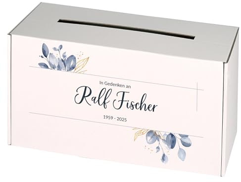 private grief® Personalisierte Kondolenzbox zur Trauerfeier mit Name, Datum & Wunschtext – Stilvolle Box für Trauerkarten & Erinnerungen
