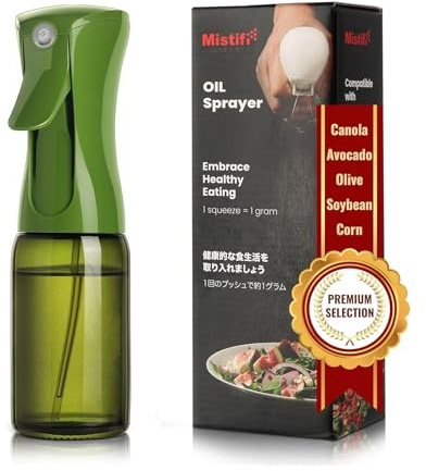 Mistifi Oil Sprayer 150ml glass bottle Refillable Premium Dark Green Glass Bottle for Healthy Cooking & Baking Even Oil Control for Healthy Nonstick Cooking (PS642)
