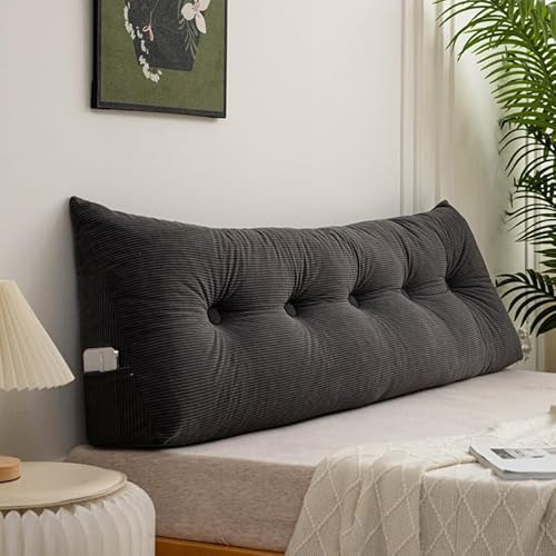 Generisch Rückenkissen Sofa Dreieckiges, Lesekissen Für Bett, Verdickt Und Waschbar Multifunktions Wandkissen, Keilkissen Sofa Gross Mit Waschbarem Bezug,Für Einzelbett,Doppelbett,Schwarz,40x180cm