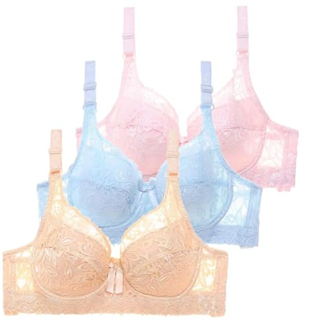 Generisch Lot de 3 soutiens-gorge pour femmes avec armatures Ensemble de soutiens-gorge push-up Bustier Soutien-gorge de sport pour le fitness et l'entraînement quotidien 3 pièces, bleu, 115C