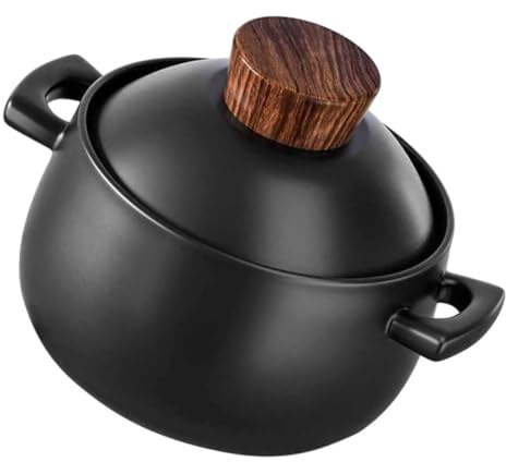 jojofuny Casserole Céramique Résistant à Haute Température avec Poignée Ergonomique Pot à Soupe et Cuisson Riz Ustensile de Cuisine Essentiel pour Cuisson Au Gaz et Feu Direct