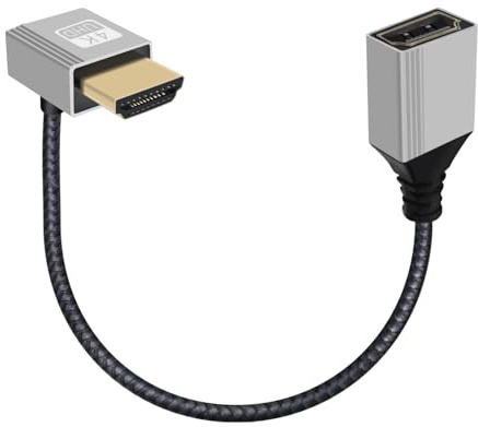 YINGAYOU Prolunga HDMI Maschio Femmina Corto 4K@60Hz 18Gbps Cavo HDMI Maschio Femmina Corto Spina in Alluminio Shell Gold, Supporto 3D, ARC, Ethernet per Laptop, Monitor, Fire TV, PC (Su, 0.2 m)