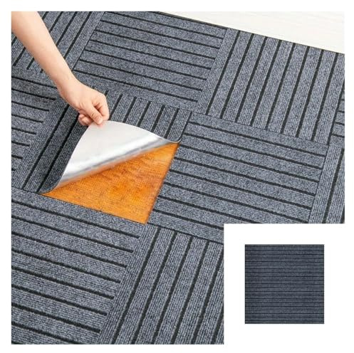 Teppichfliesen Schlafzimmerteppich Schlafzimmer und Wohnzimmer Pflegeleicht 30x30cm Spleißblock Selbstklebender Teppich(Grey,30pcs)