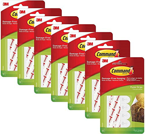 Command Poster Hanging Strips, 12 Strips, White, 17024
