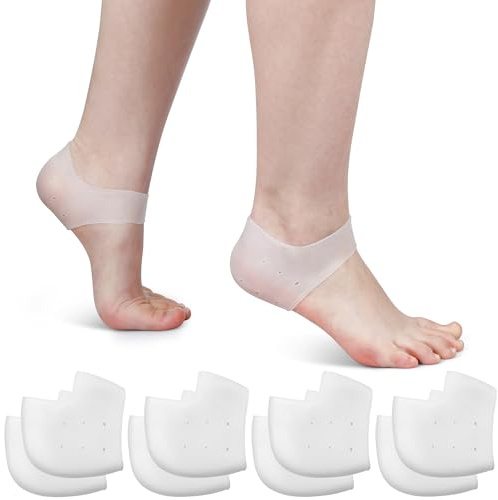 4 paia di protezioni per tallone in silicone per dolori al tallone, talloni screpolati, spina calcaneare, fascite plantare, unisex, per alleviare il dolore al tallone, per uomini, donne, adolescenti