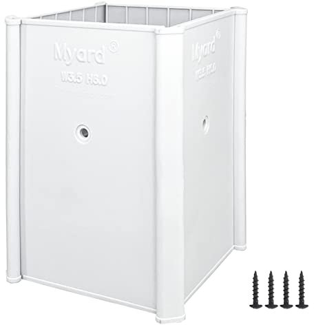 Myard 4x4x6 Inches Post Protector with Screws, Inner Size 3.5x3.5, Protect Mailbox, Deck & Fence Posts from Damage to Lawn Maintenance Equipment, Fit Wood & Metal Posts (1-Pack, White)