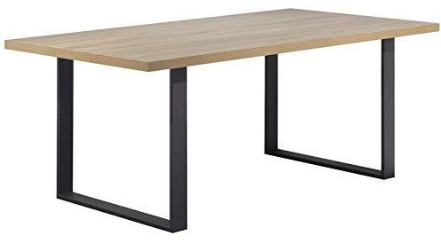 i-flair Esszimmertisch Macon 220x100 cm Kufentisch Holztisch Esstisch Kufengestell Tisch mit Tischplatte und Kufen - Eiche + Schwarz