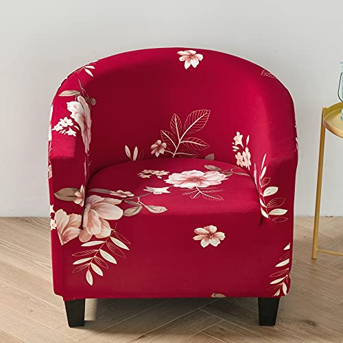 Highdi Sesselschoner Sesselüberwurf mit Elastisch Stretch Husse, Club Chair Elegant Schonbezug Sofabezug mit hoher Dehnung Sessel für Clubsessel Loungesessel Cocktailsessel (Roter Klassiker)