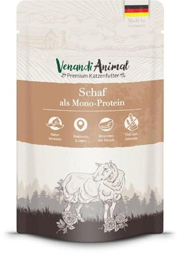 Venandi Animal Katzenfutter Nass | 100% frisches Fleisch | Single Protein: auch für Katzen mit empfindlichem Magen geeignet (Schaf, 12 x 125g)